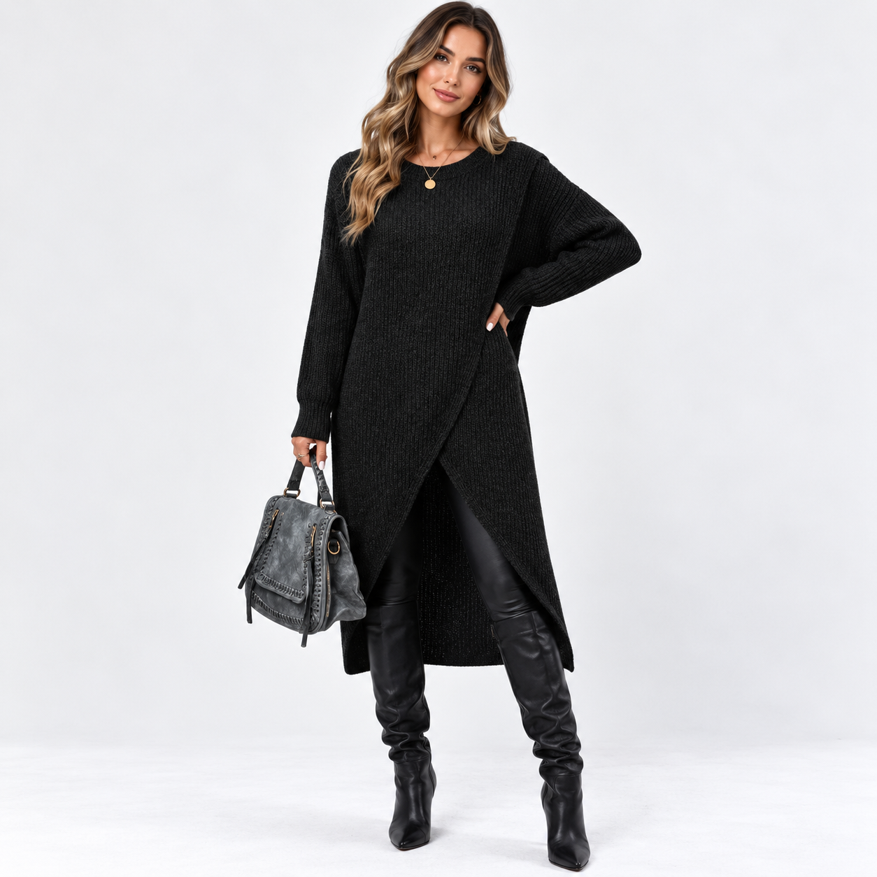 MarigoldThackerayRibbedKnitWrapJumperDress-model.png