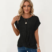 Marina Ashcombe | Waffle Knit Blouse With Crew Neck