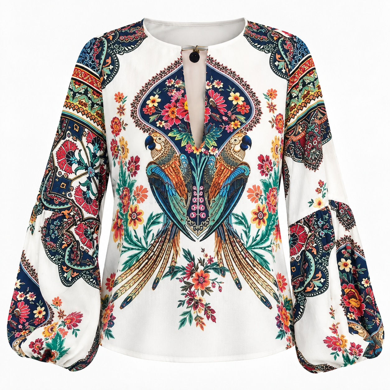 Marina Kirkwood | Floral Print Blouse With Bishop Sleeves