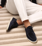 William Forsythe | Navy Suede Lace-Up Loafer Shoes for Men