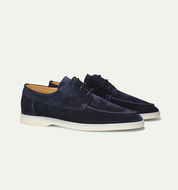 William Forsythe | Navy Suede Lace-Up Loafer Shoes for Men