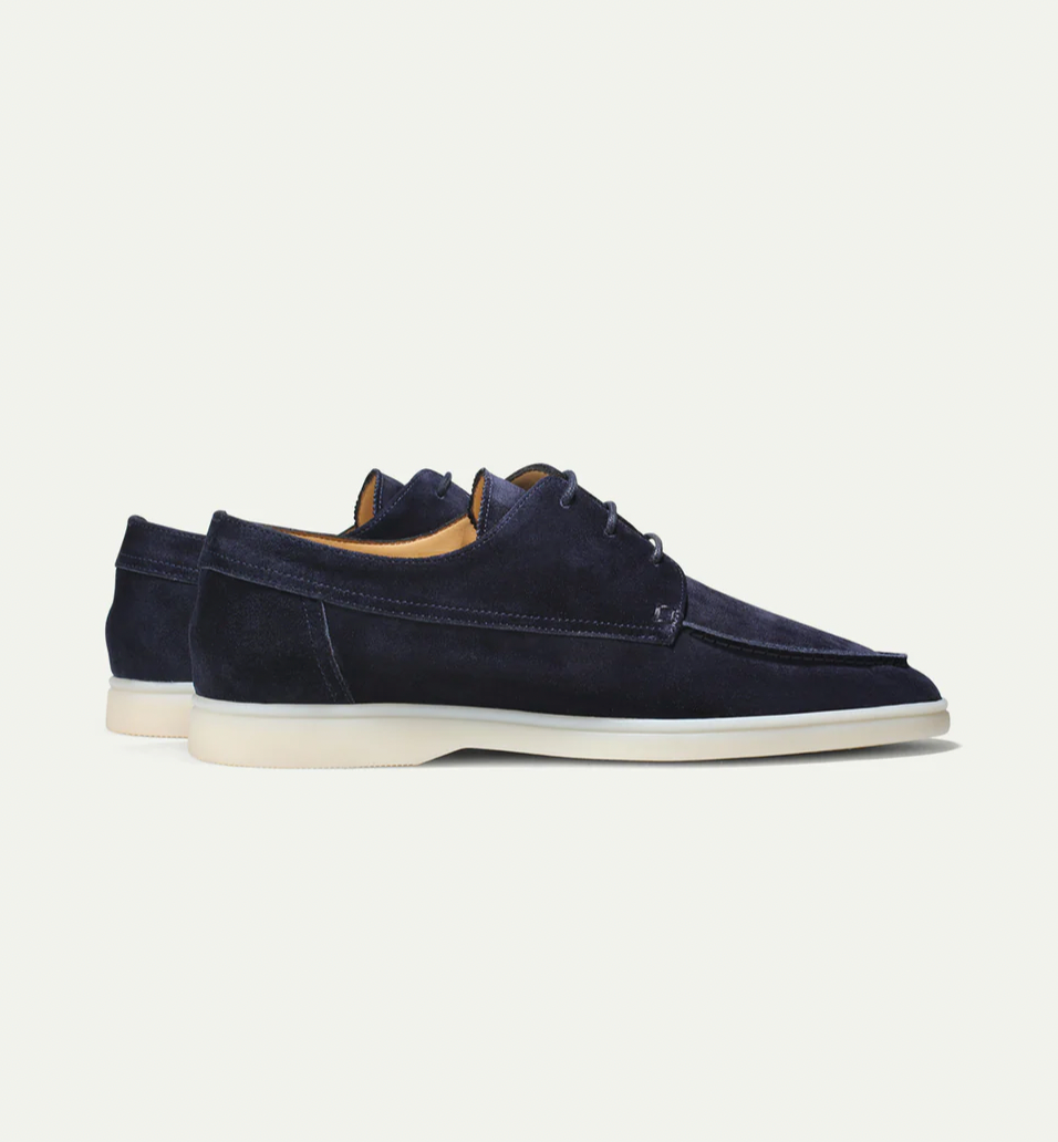 William Forsythe | Navy Suede Lace-Up Loafer Shoes for Men