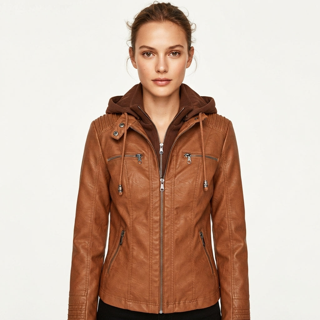 Marnie Ashcombe | Leather Jacket With Hood For Women