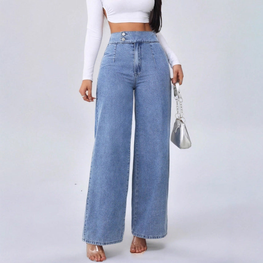 Mary Denim | Women's Straight-Leg Retro Cotton Denim Boyfriend Jeans