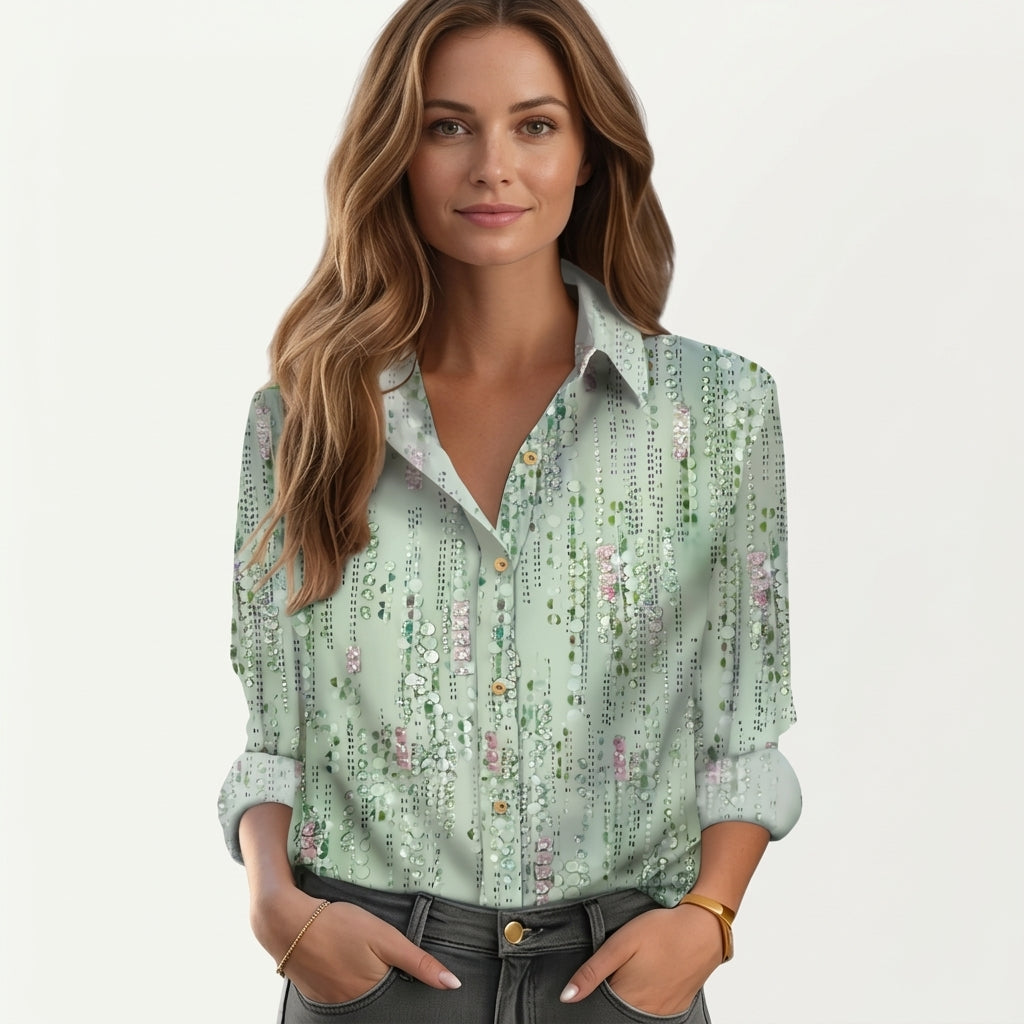 Matilda Ravenscroft | Textured Print Long-Sleeve Blouse