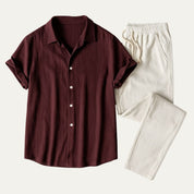 Matteo Calvani | Men's Linen Shirt & Drawstring Pants Set