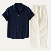 Matteo Calvani | Men's Linen Shirt & Drawstring Pants Set