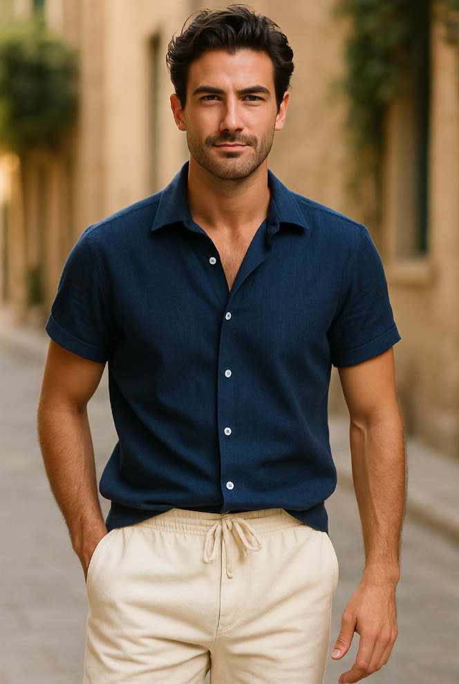 Matteo Calvani | Men's Linen Shirt & Drawstring Pants Set