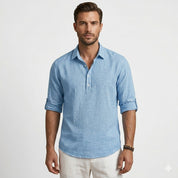Matteo Kensington | Linen Blend Roll Sleeve Shirt For Men