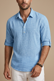 Matteo Kensington | Linen Blend Roll Sleeve Shirt For Men
