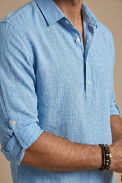 Matteo Kensington | Linen Blend Roll Sleeve Shirt For Men