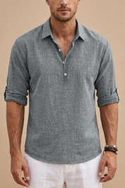 Matteo Kensington | Linen Blend Roll Sleeve Shirt For Men