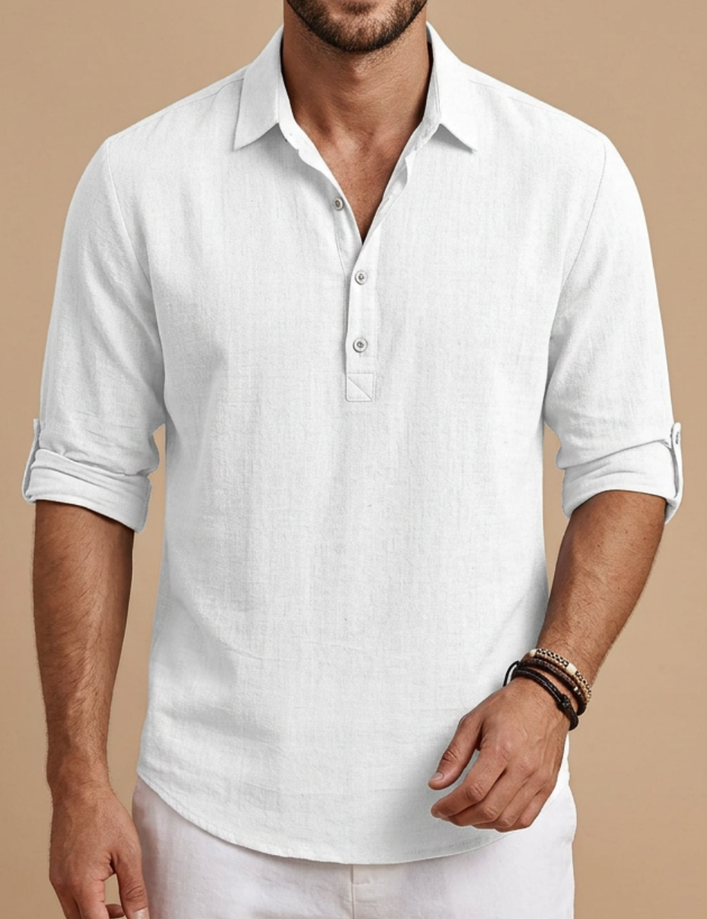 Matteo Kensington | Linen Blend Roll Sleeve Shirt For Men