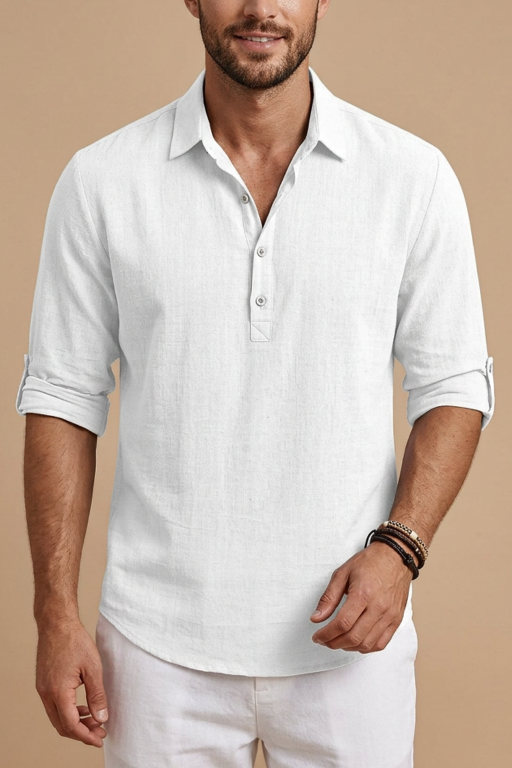Matteo Kensington | Linen Blend Roll Sleeve Shirt For Men