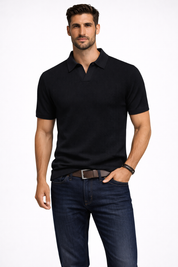 Matteo Ricci | Textured Knit Polo Shirt For Men