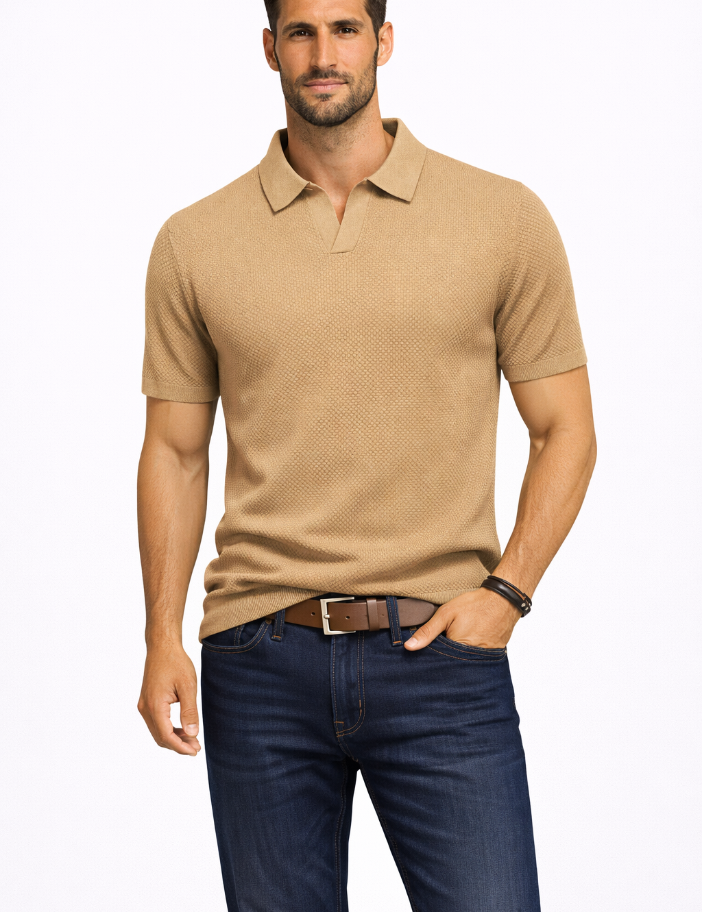 Matteo Ricci | Textured Knit Polo Shirt For Men
