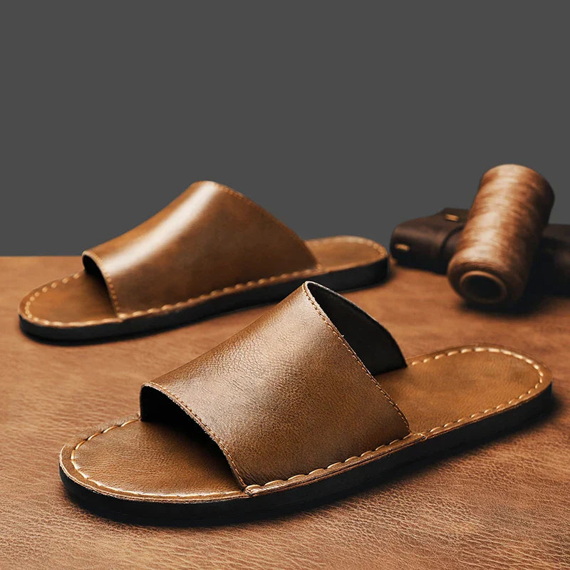 Matteo Romano | Leather Slide Sandals For Men