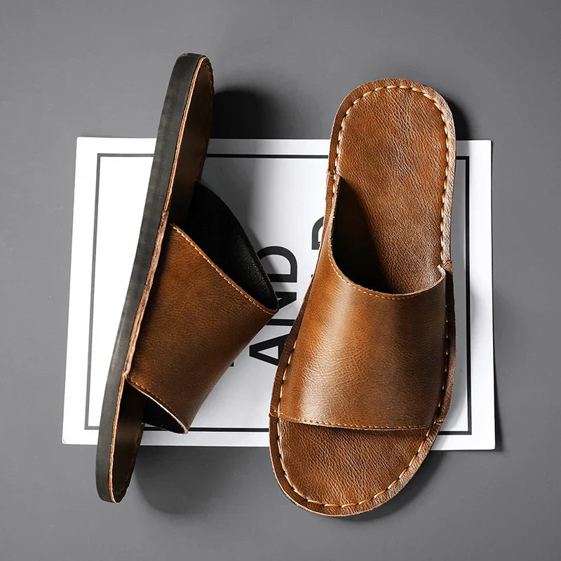 Matteo Romano | Leather Slide Sandals For Men