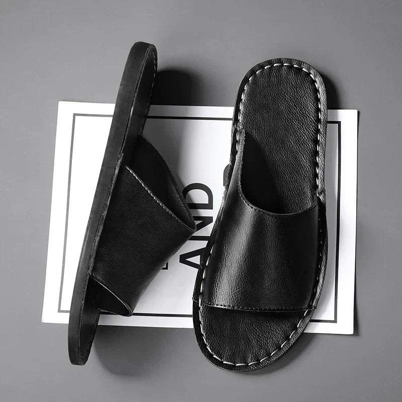 Matteo Romano | Leather Slide Sandals For Men