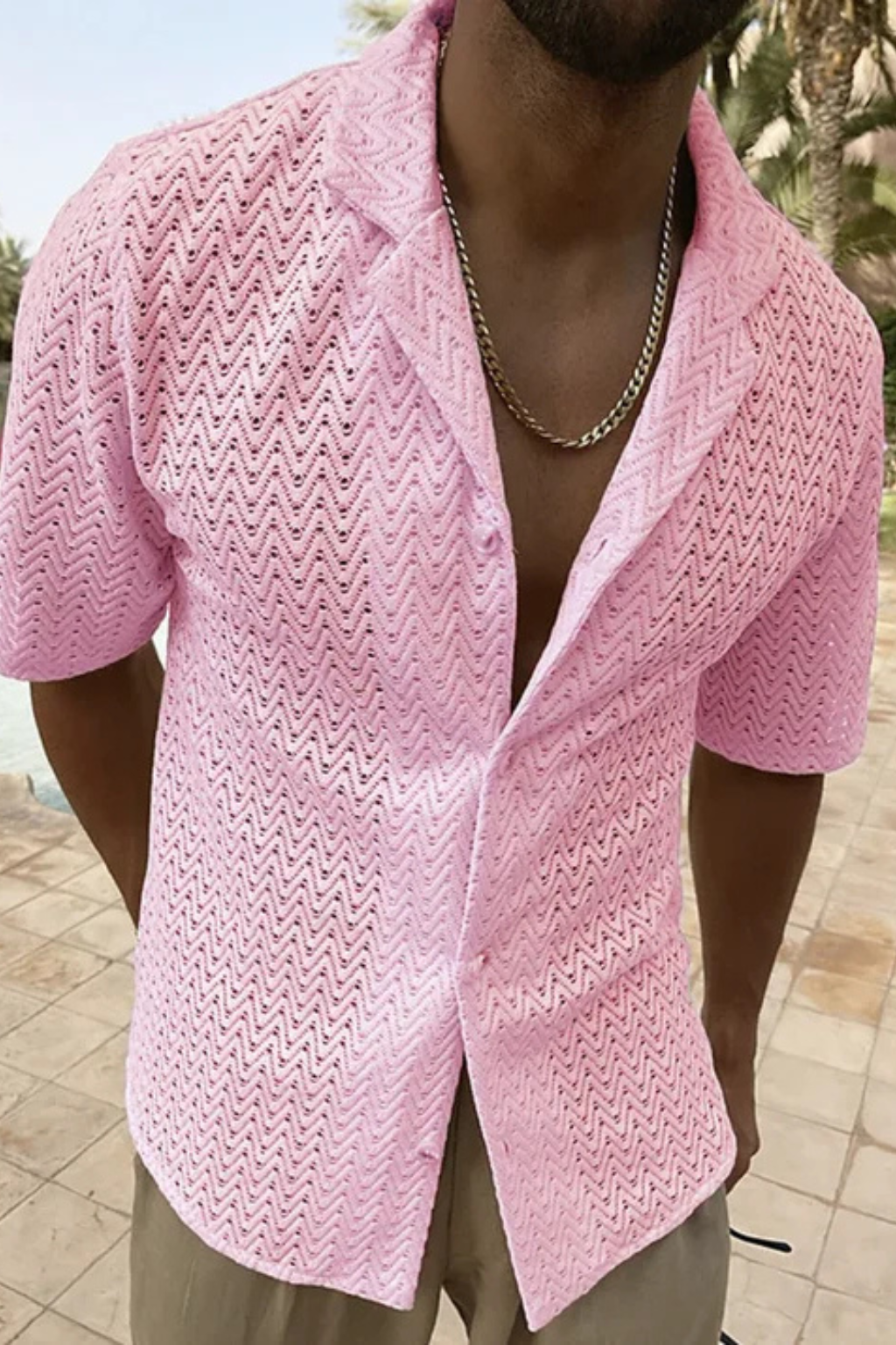 Matteo Sinclair | Chevron Textured Summer Shirt For Men