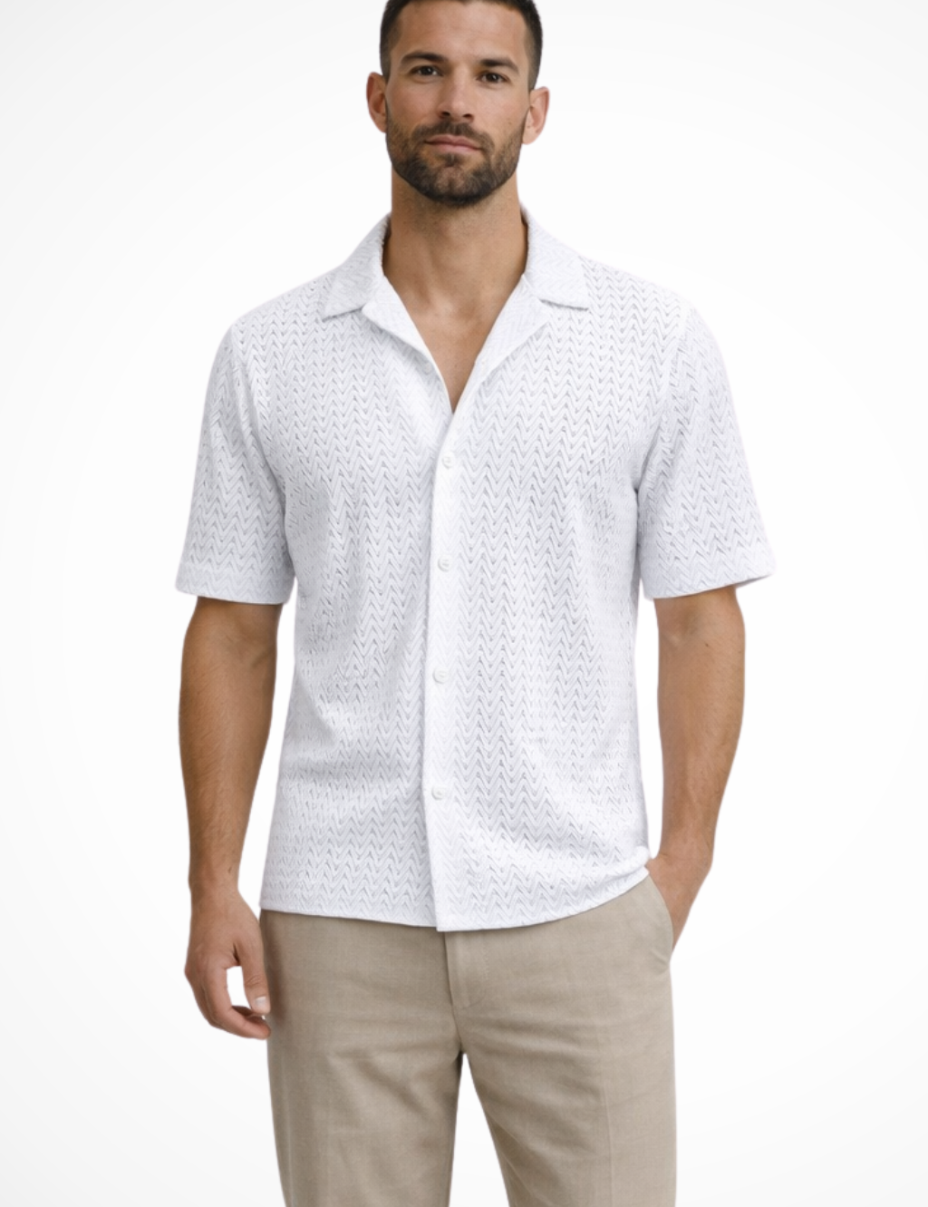 Matteo Sinclair | Chevron Textured Summer Shirt For Men