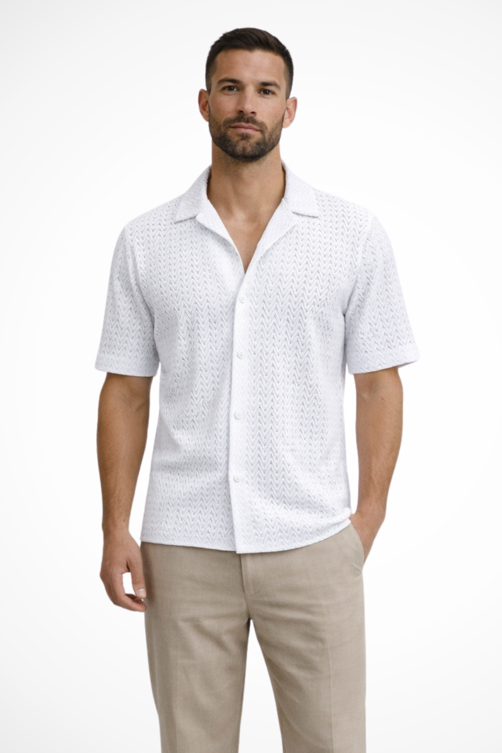 Matteo Sinclair | Chevron Textured Summer Shirt For Men