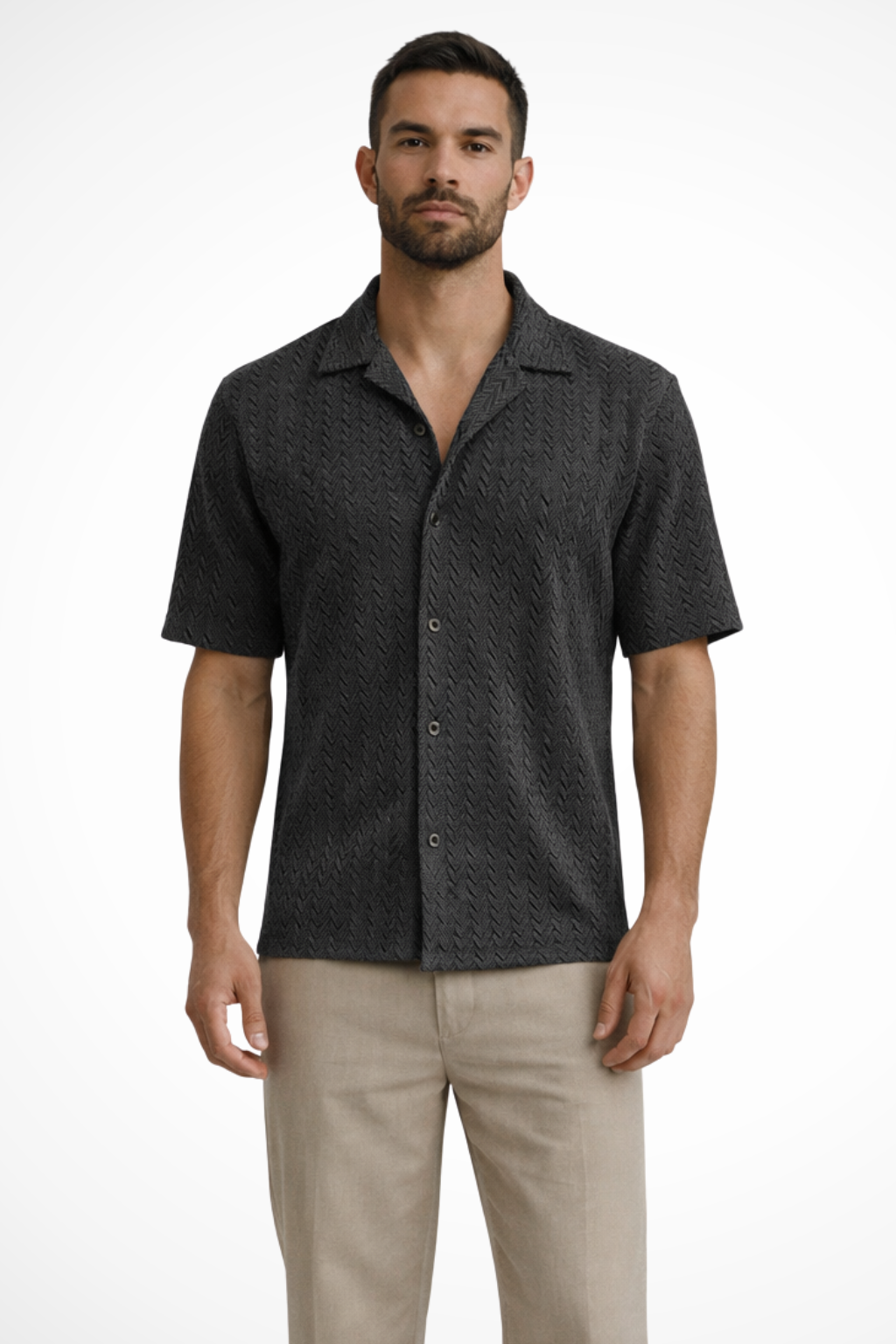 Matteo Sinclair | Chevron Textured Summer Shirt For Men
