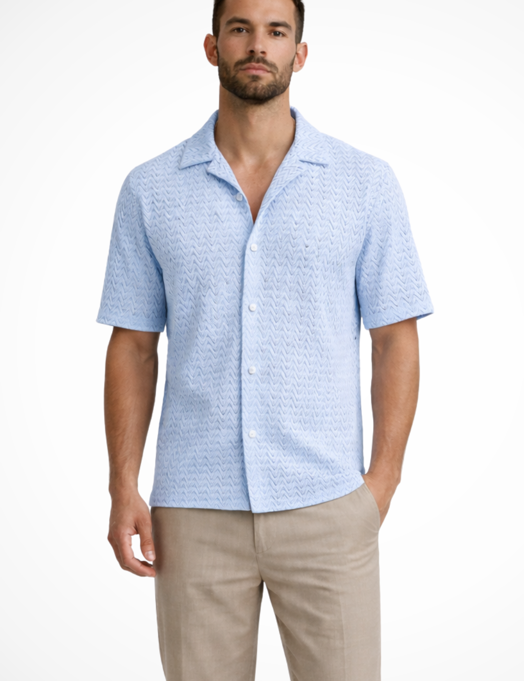 Matteo Sinclair | Chevron Textured Summer Shirt For Men
