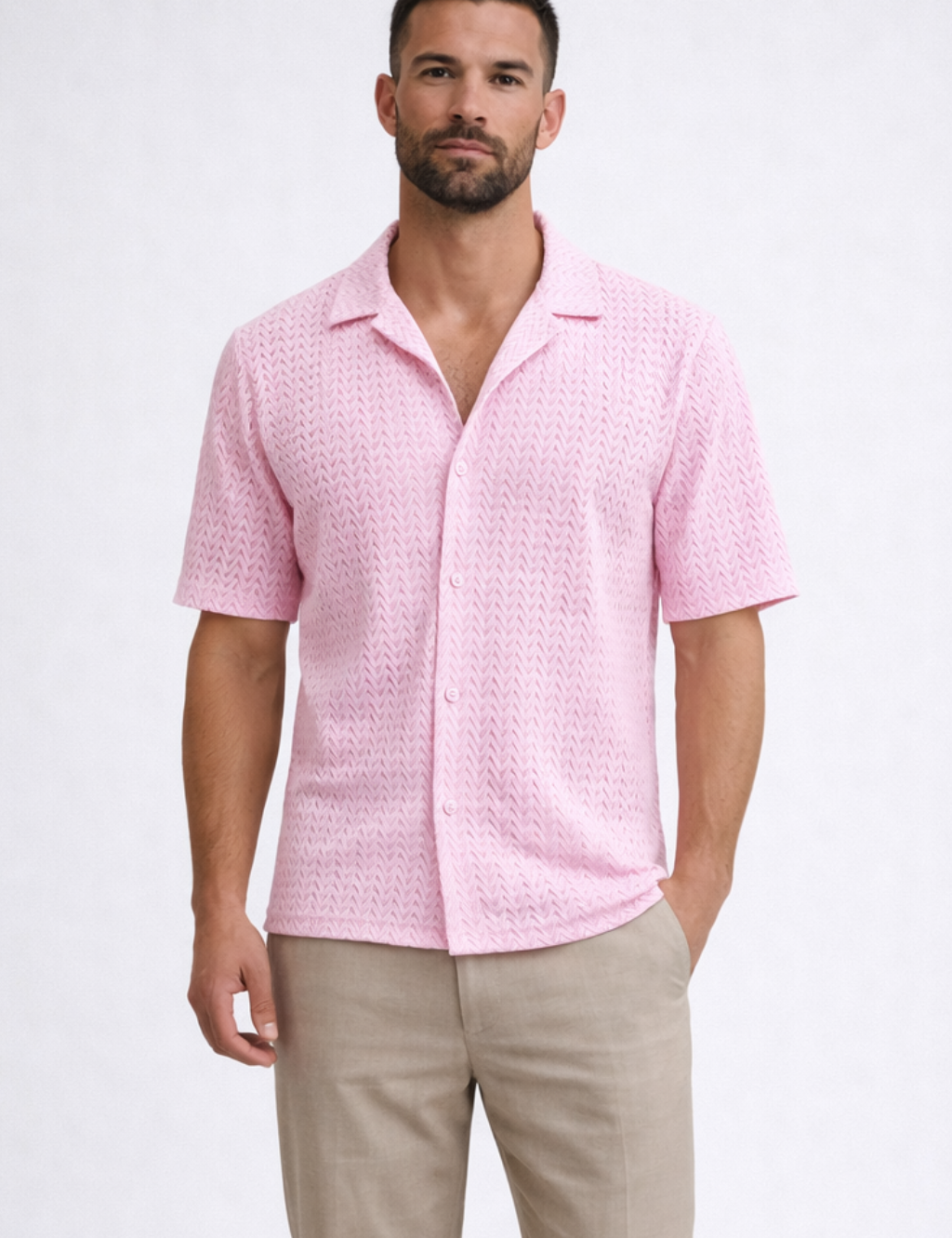 Matteo Sinclair | Chevron Textured Summer Shirt For Men