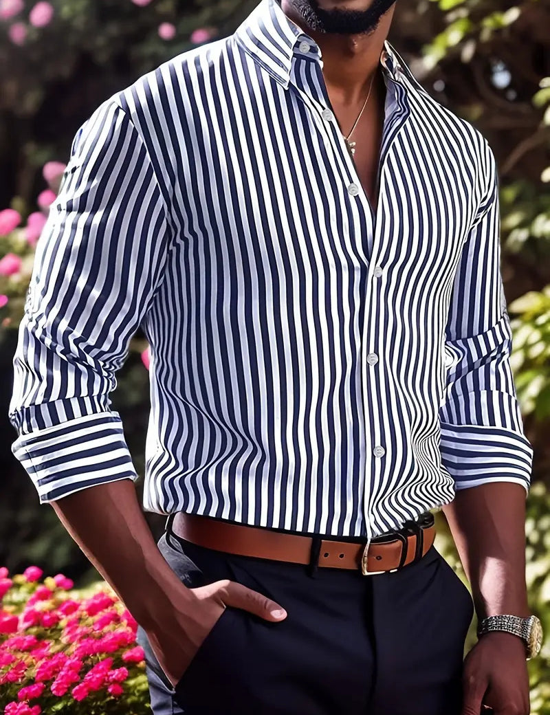 Matteo Sinclair | Striped Button Shirt For Men