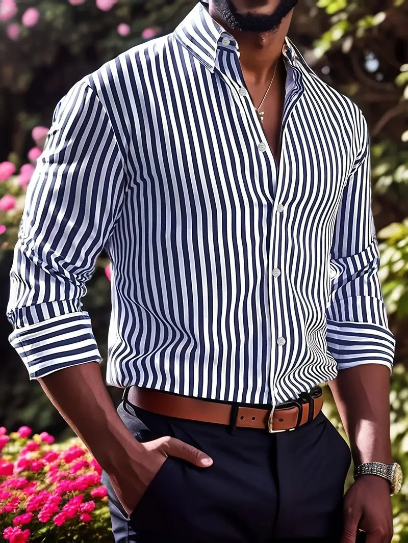Matteo Sinclair | Striped Button Shirt For Men