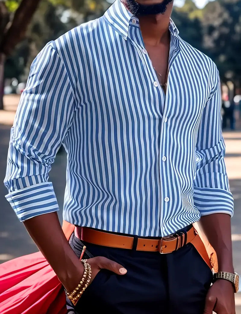 Matteo Sinclair | Striped Button Shirt For Men
