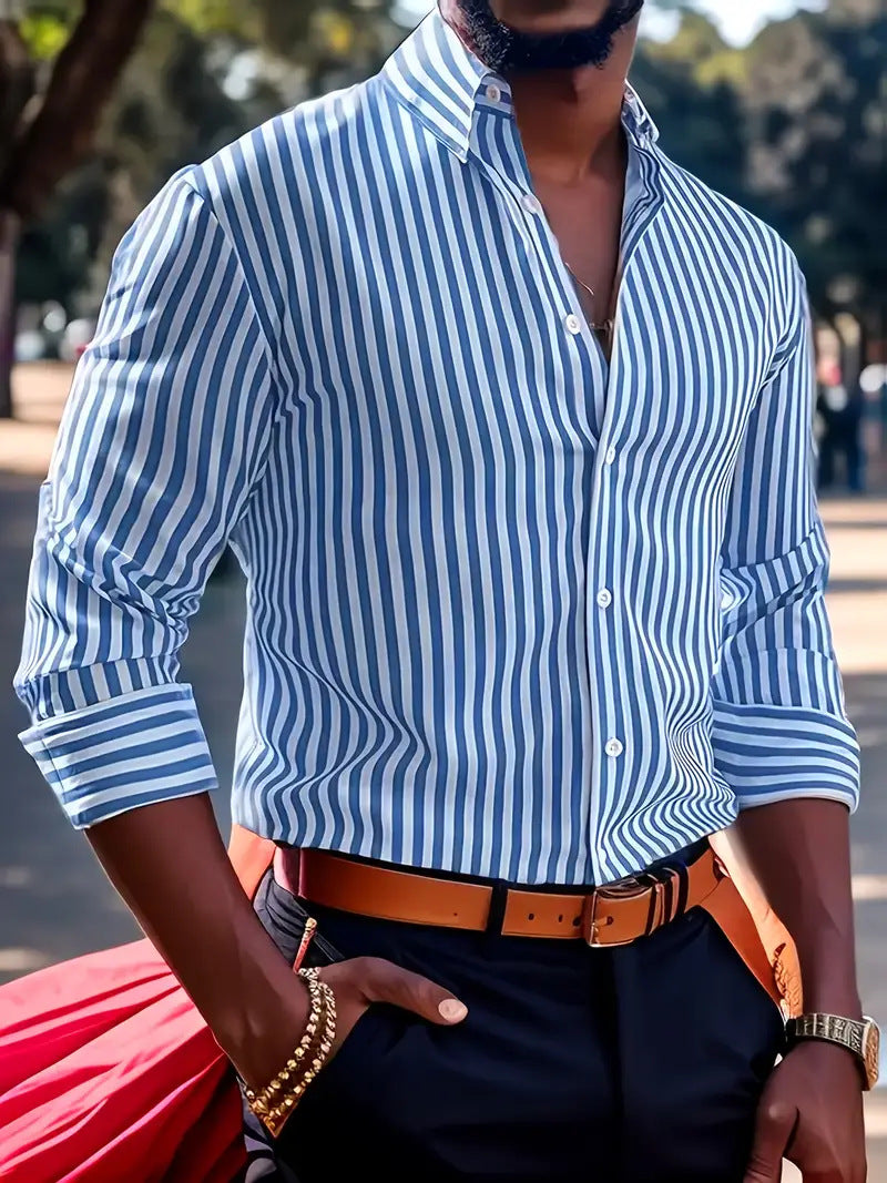 Matteo Sinclair | Striped Button Shirt For Men