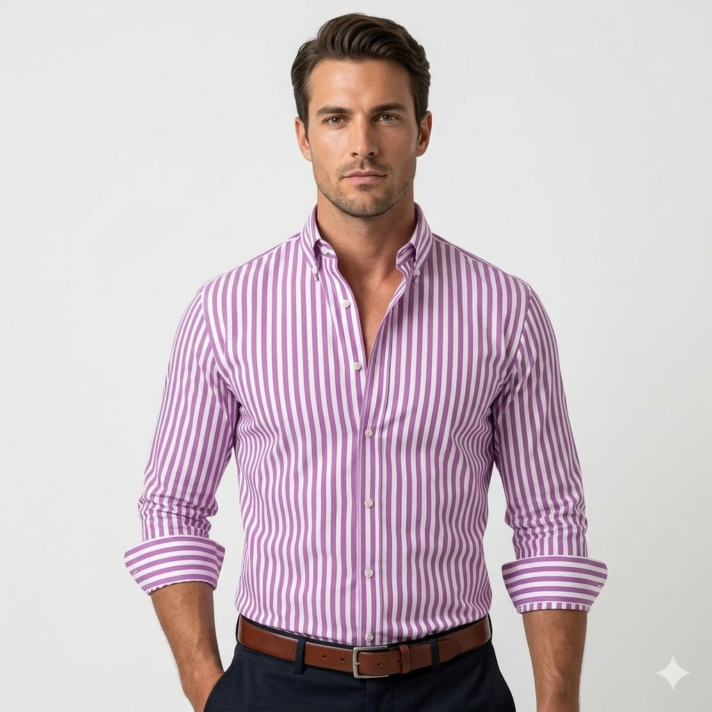 Matteo Sinclair | Striped Button Shirt For Men