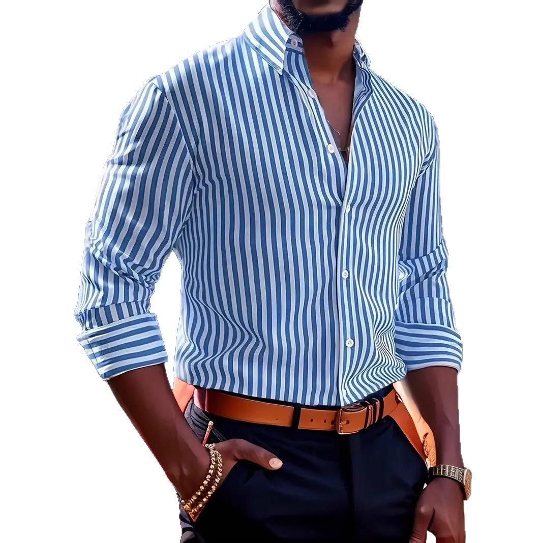 Matteo Sinclair | Striped Button Shirt For Men