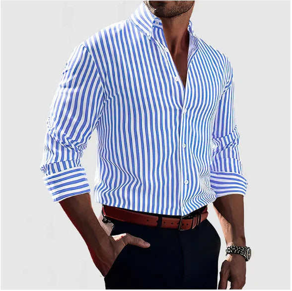 Matteo Sinclair | Striped Button Shirt For Men