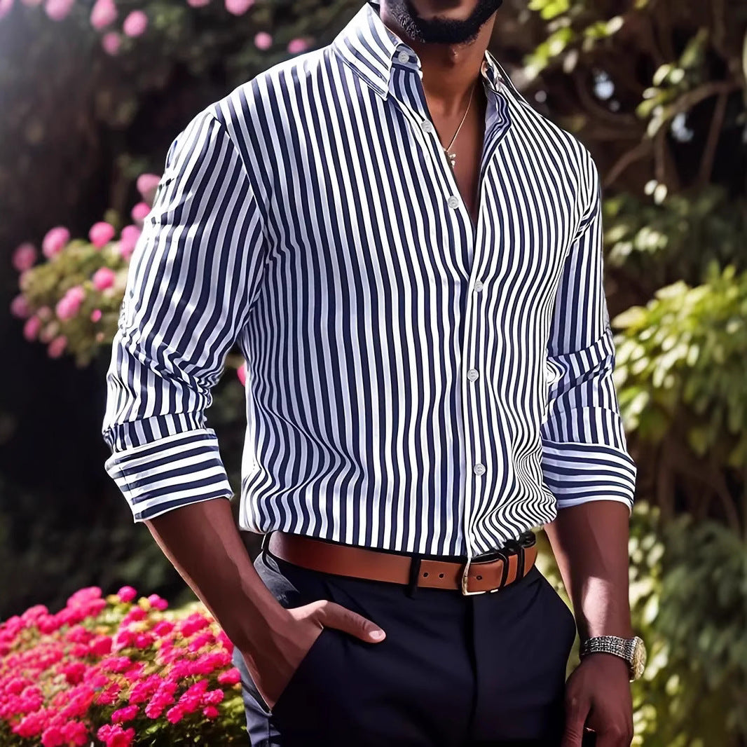 Matteo Sinclair | Striped Button Shirt For Men