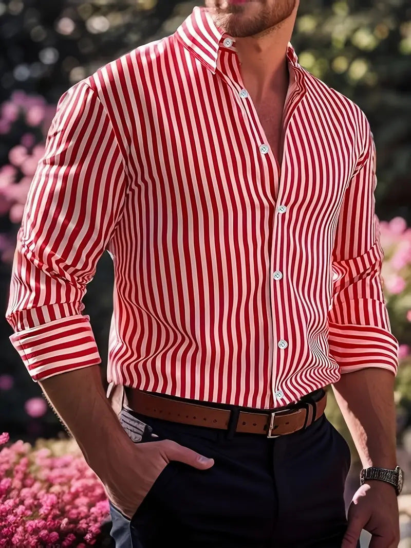 Matteo Sinclair | Striped Button Shirt For Men