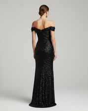 Melina Dawson | Off-Shoulder Sequin Maxi Prom Dress