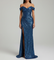Melina Dawson | Off-Shoulder Sequin Maxi Prom Dress