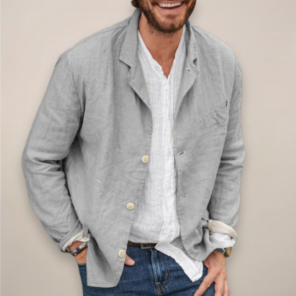 Edmund Fraser | Casual Breathable Summer Blazer in Natural Linen