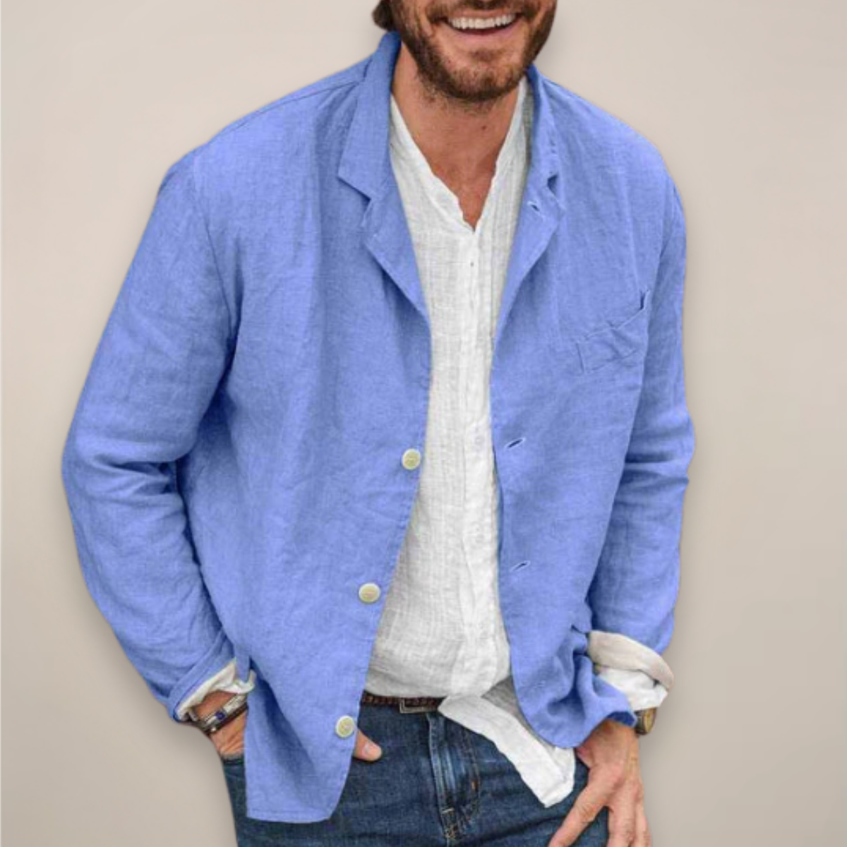 Edmund Fraser | Casual Breathable Summer Blazer in Natural Linen