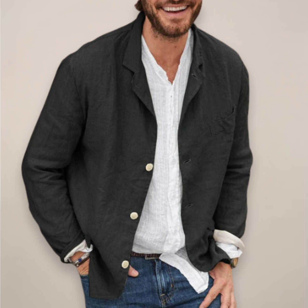 Edmund Fraser | Casual Breathable Summer Blazer in Natural Linen