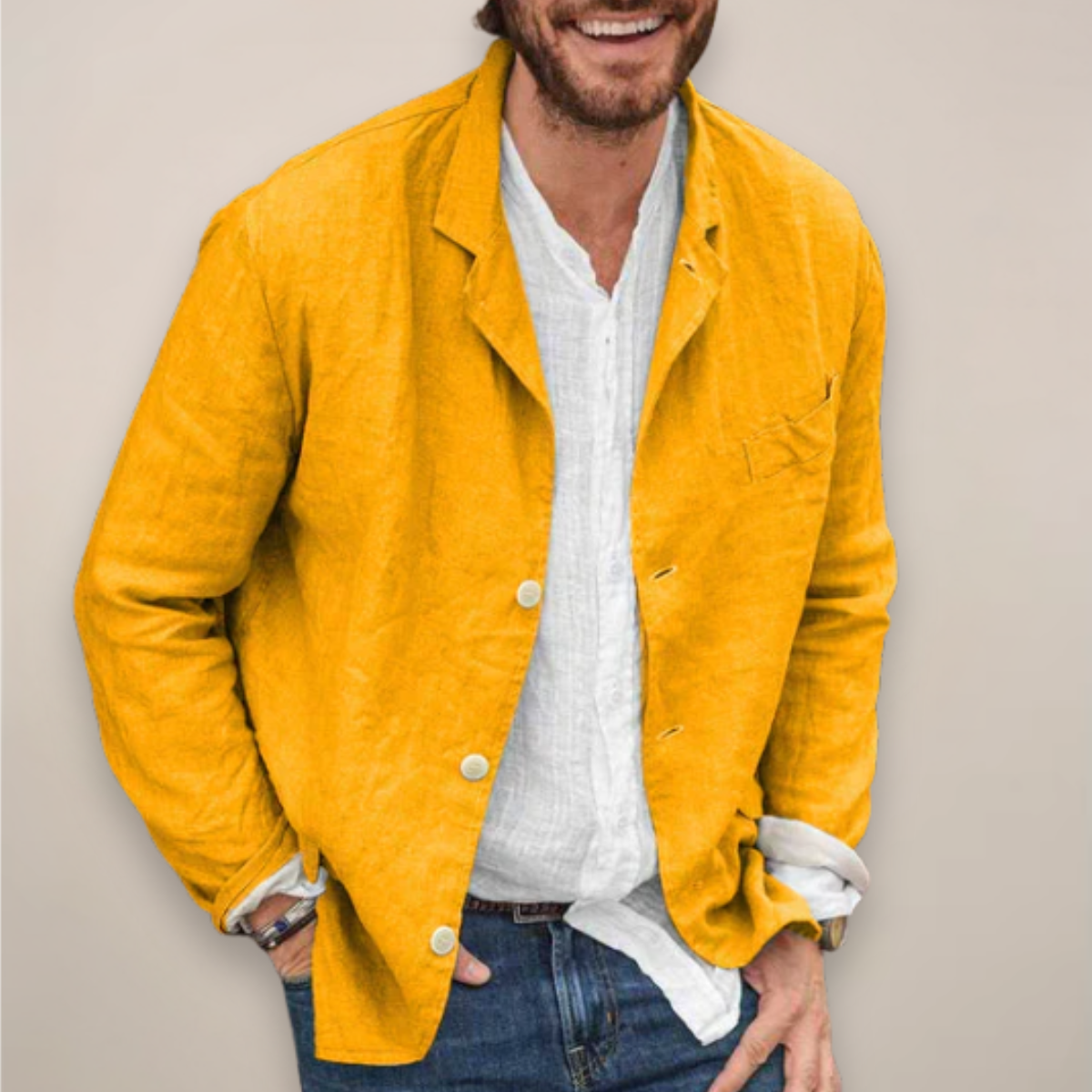 Edmund Fraser | Casual Breathable Summer Blazer in Natural Linen