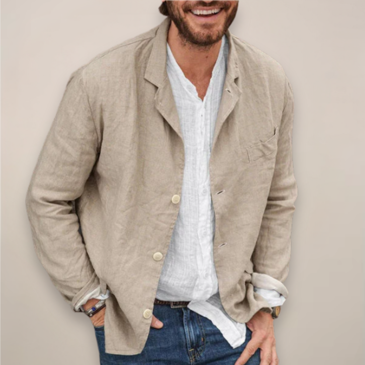 Edmund Fraser | Casual Breathable Summer Blazer in Natural Linen