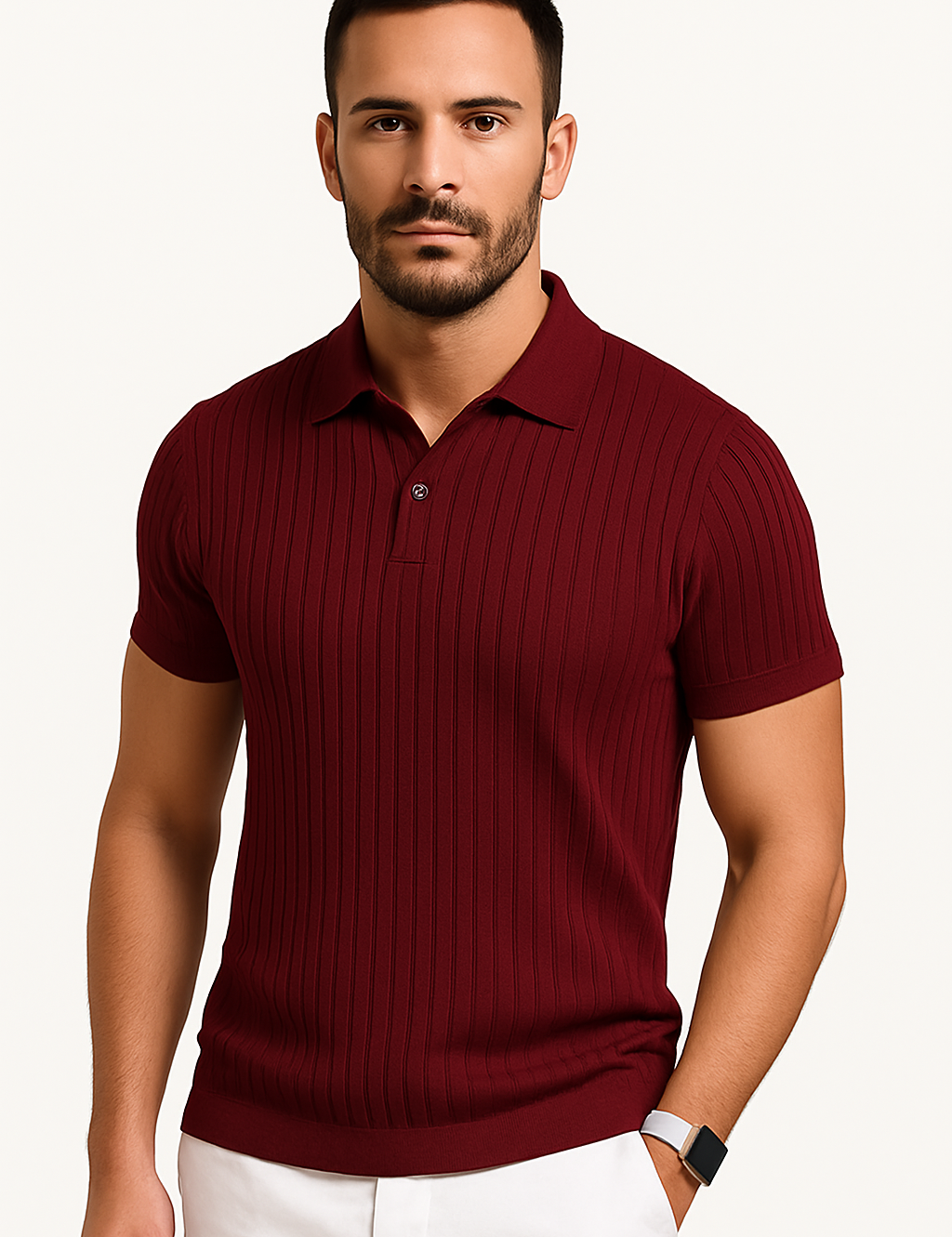 Matteo Sinclair | Men’s Ribbed Knit Polo Shirt