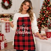 Tablier de Noël rouge à carreaux buffalo Merry Hearth pour femmes