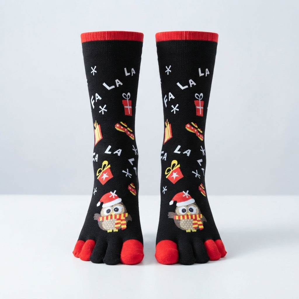 Merry Toes | Chaussettes de Noël rouges à motif de père Noël pour femmes
