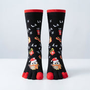 Merry Toes | Chaussettes de Noël rouges à motif de père Noël pour femmes