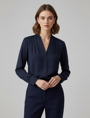 Mia Dawson | Pleated V-Neck Blouse